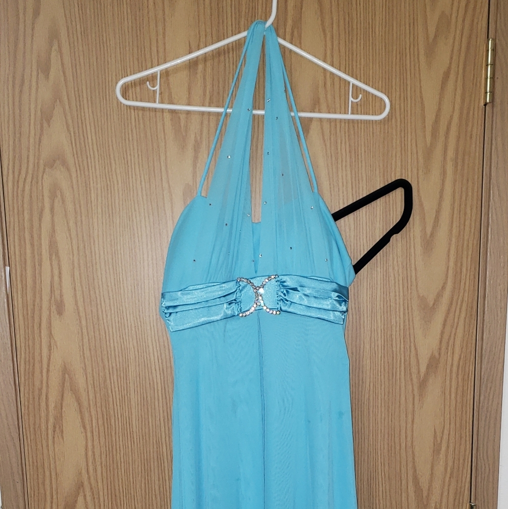 Baby Blue halter top formal dress